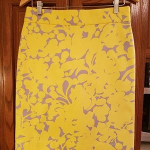J. Crew yellow floral cotton pencil skirt sz 6